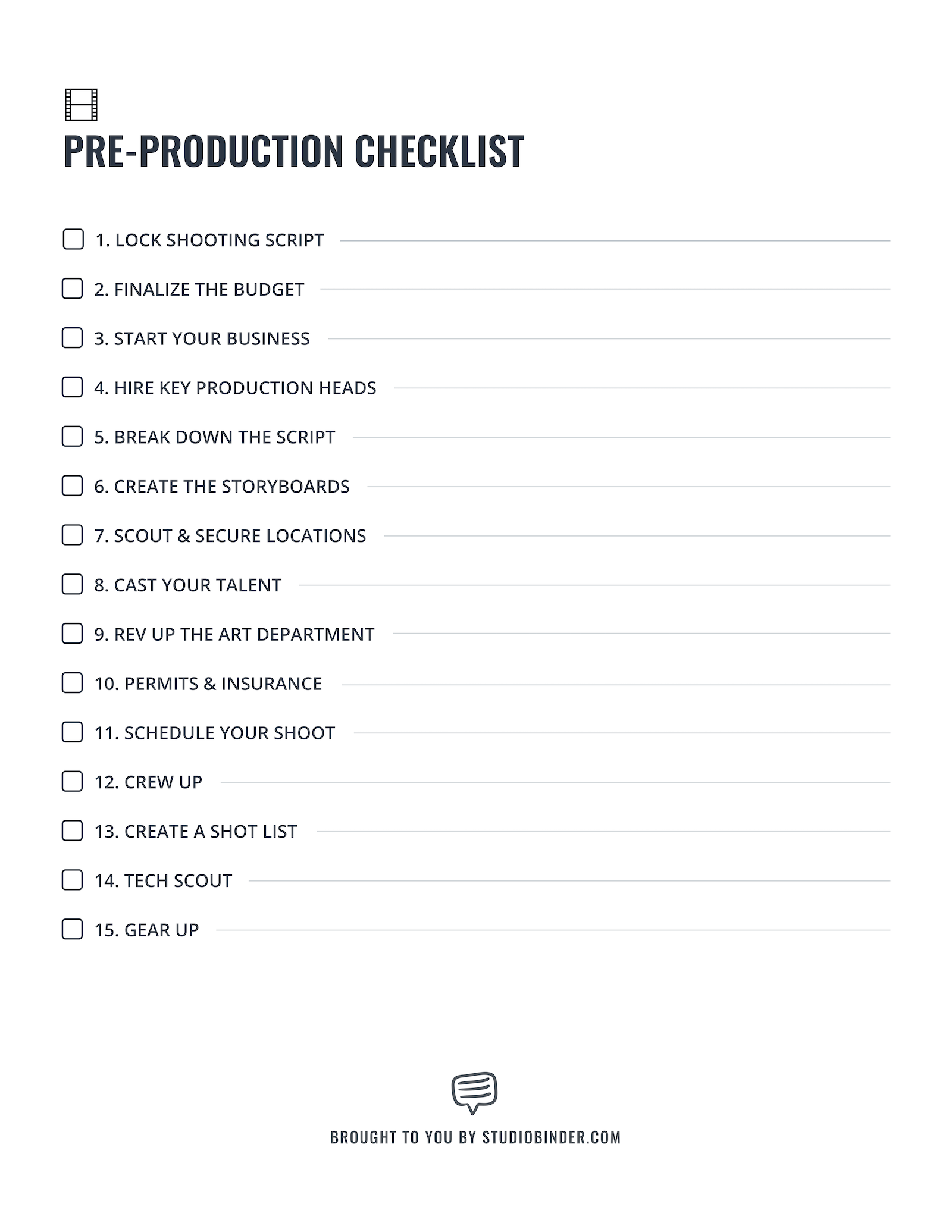 Pre Production Checklist